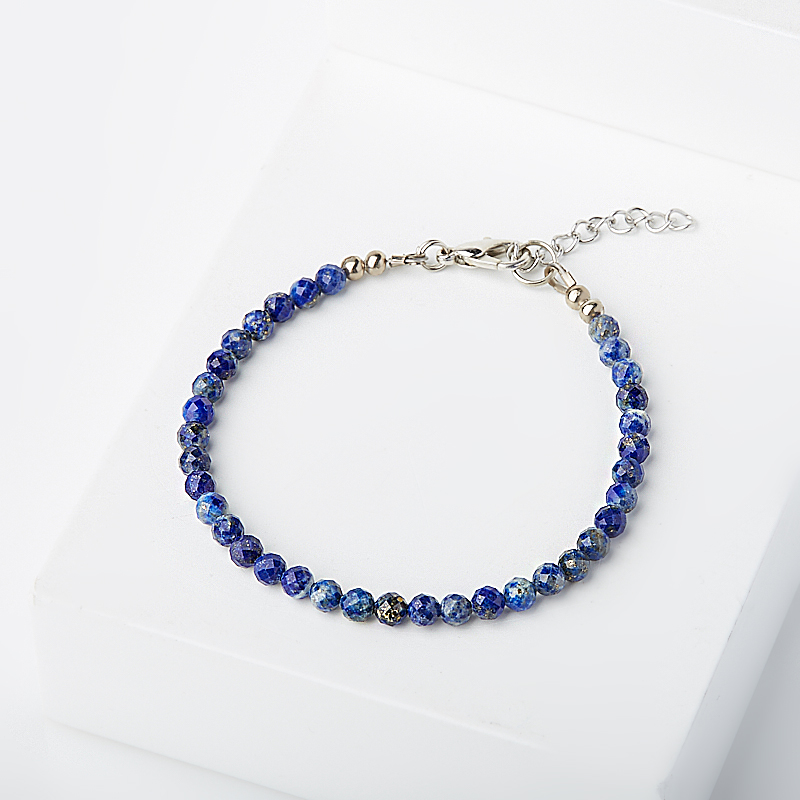 

Браслет лазурит огранка 4 мм 16-19 см (биж. сплав)