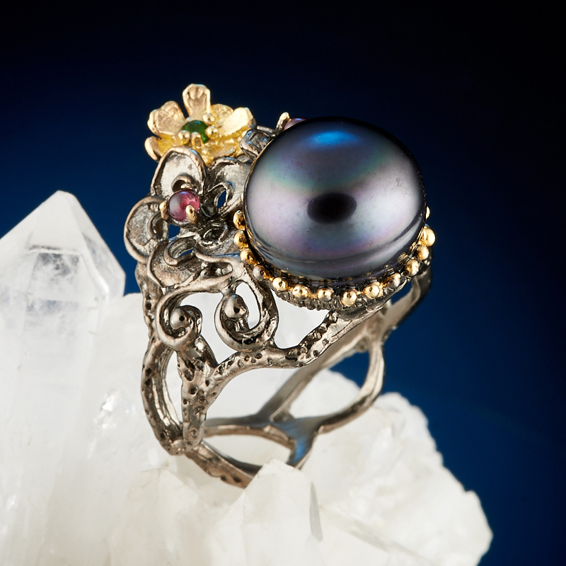 

Кольцо жемчуг (серебро 925 пр., позолота) размер 18