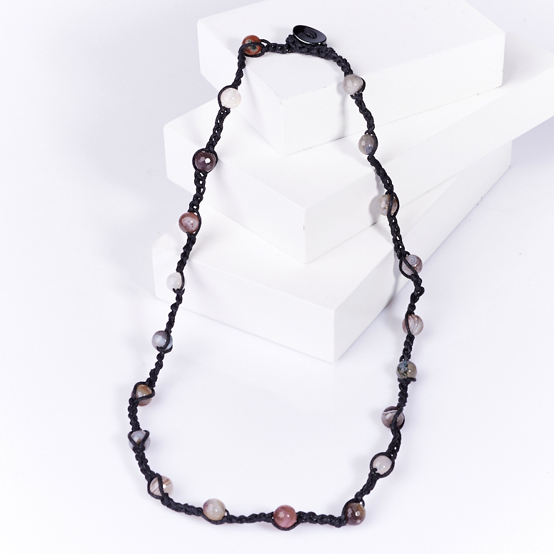 

Бусы агат серый (плетеные) трансформер огранка 8 мм 55 см (текстиль)