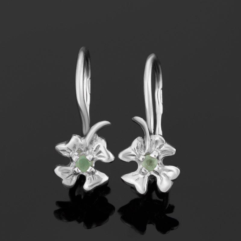

Серьги изумруд (серебро 925 пр. родир. бел.) огранка