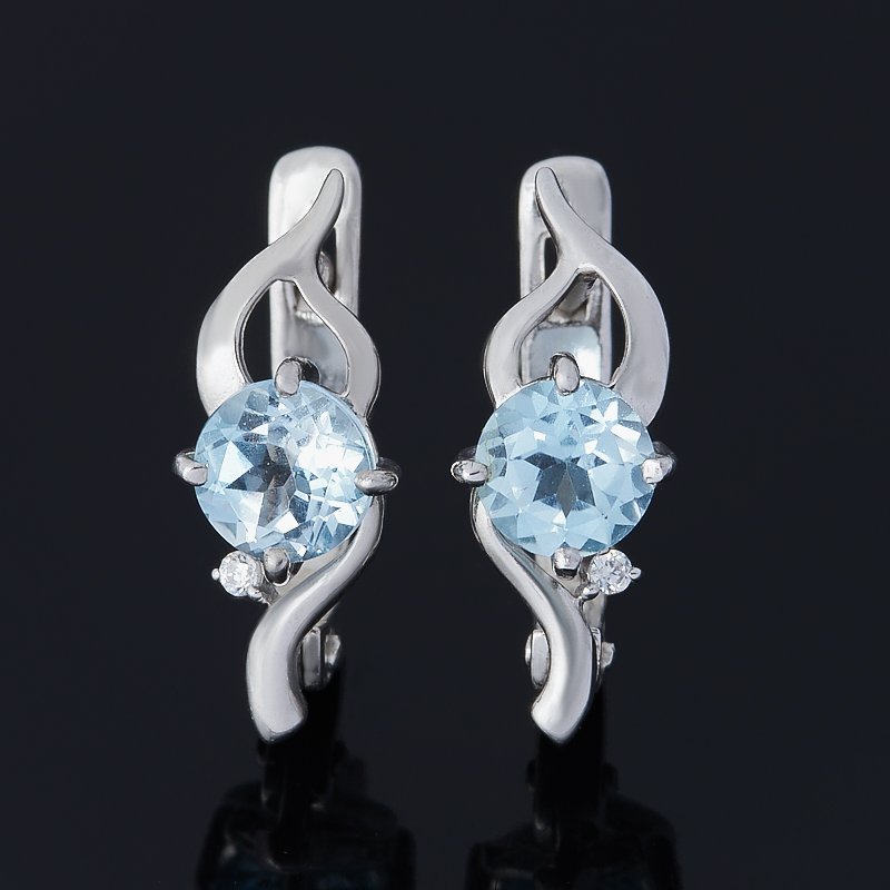 

Серьги топаз голубой (серебро 925 пр. родир. бел.) огранка