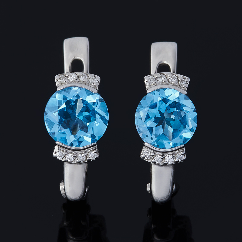 

Серьги топаз swiss (серебро 925 пр. родир. бел.) огранка