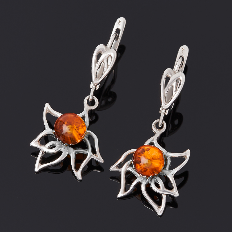 

Серьги янтарь (серебро 925 пр., родир. бел.)