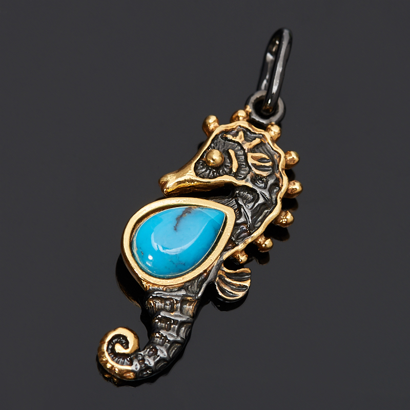 

Кулон бирюза (серебро 925 пр. позолота, родир. черн.)