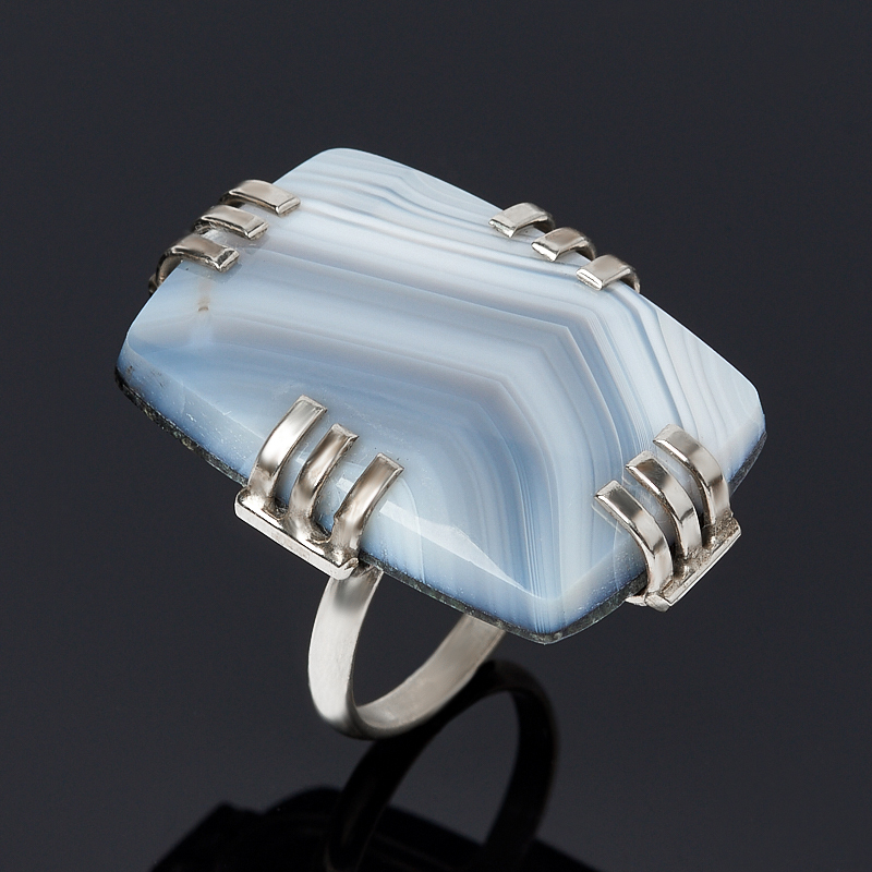 

Кольцо агат серый (дублет) (нейзильбер) размер 17