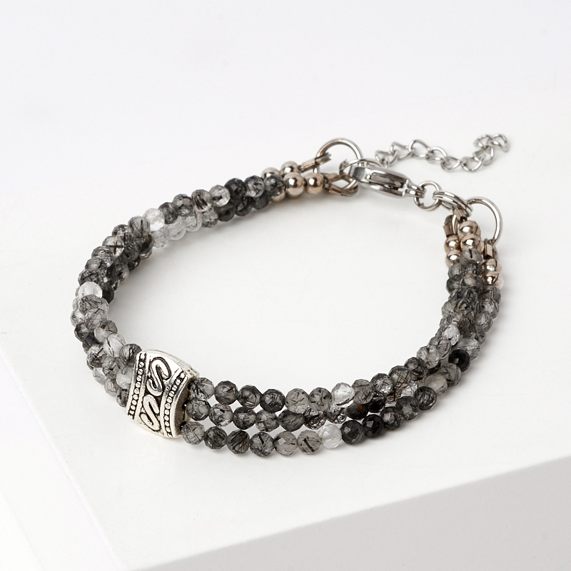 

Браслет кварц с турмалином (сталь хир.) огранка 3 мм 1720 см