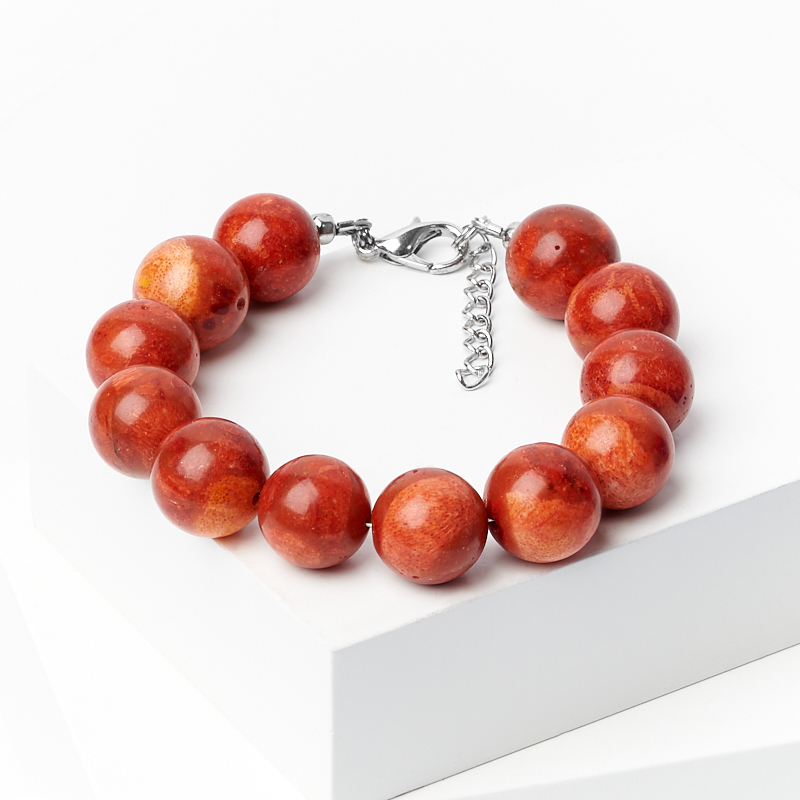 

Браслет коралл красный (биж. сплав) 13 мм 17-20 см