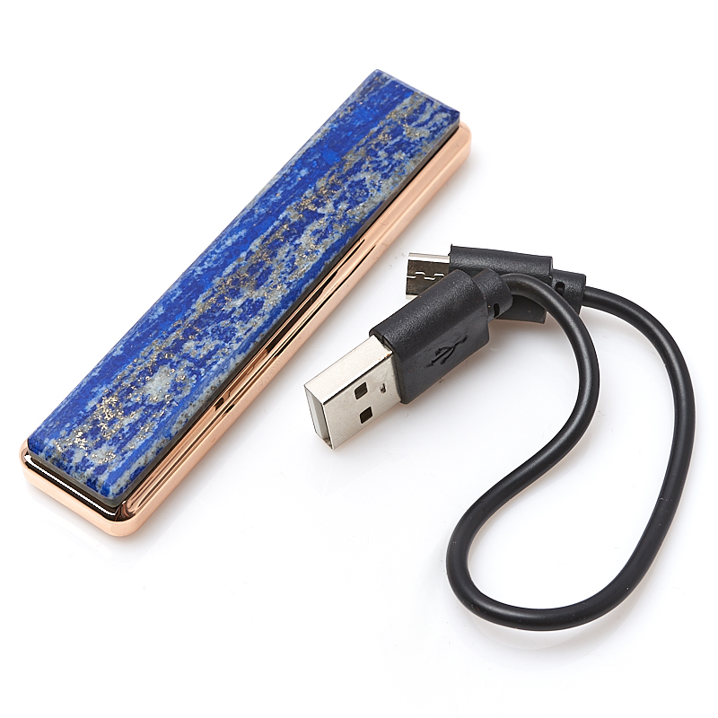 Зажигалка с USB кабелем лазурит (дублет) Афганистан (биж. сплав) 2х8,5 см