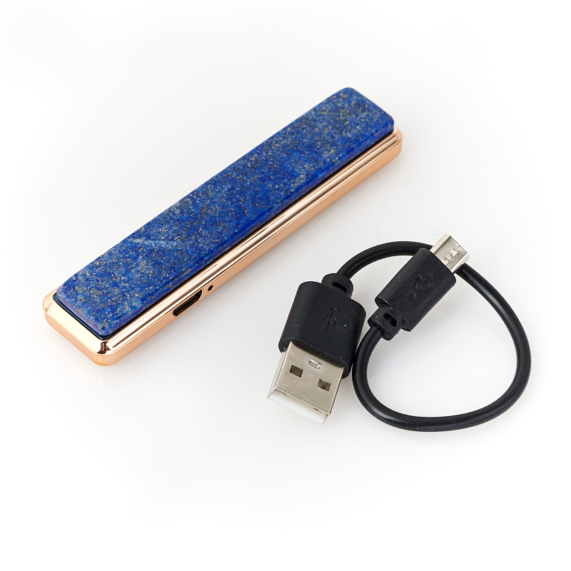 Зажигалка с USB кабелем лазурит (дублет) Афганистан (биж. сплав) 2х8,5 см