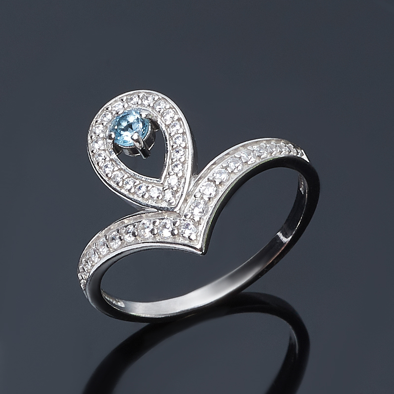 

Кольцо аквамарин (серебро 925 пр. родир. бел.) огранка размер 17