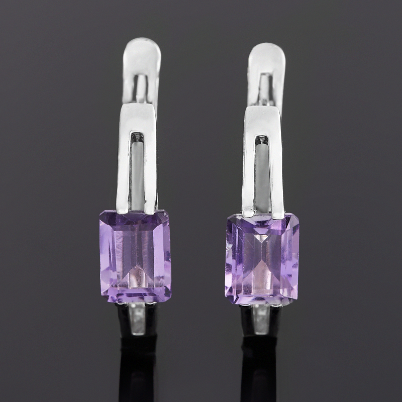 

Серьги аметист (серебро 925 пр. родир. бел.) огранка