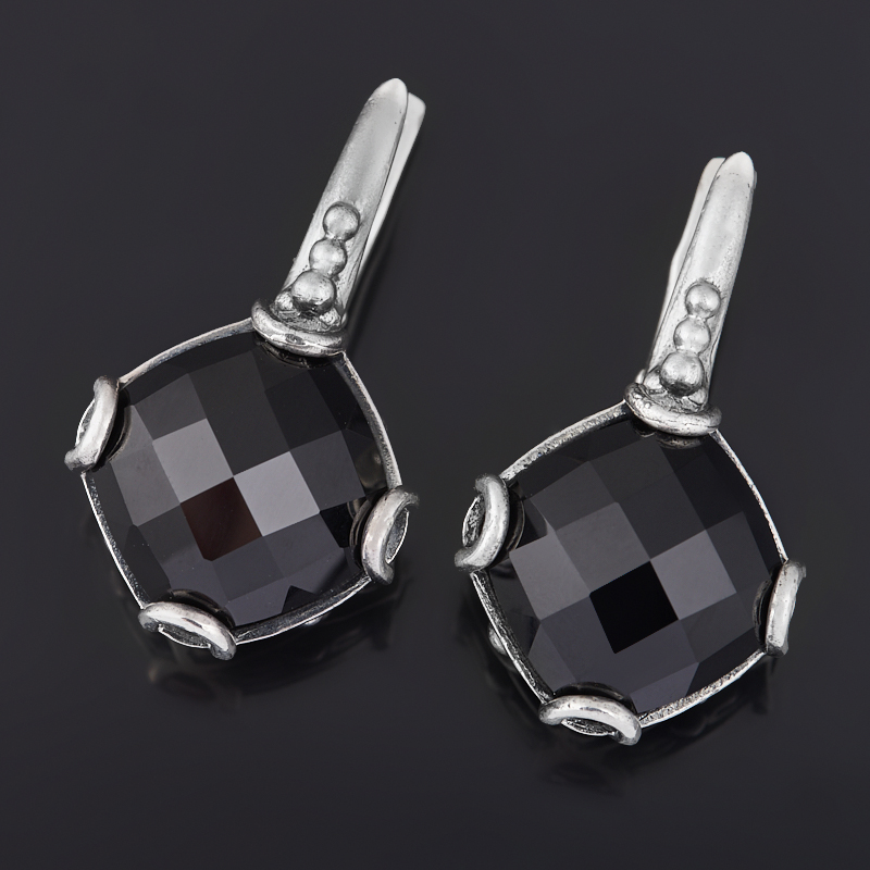

Серьги агат черный (серебро 925 пр. оксидир.) огранка
