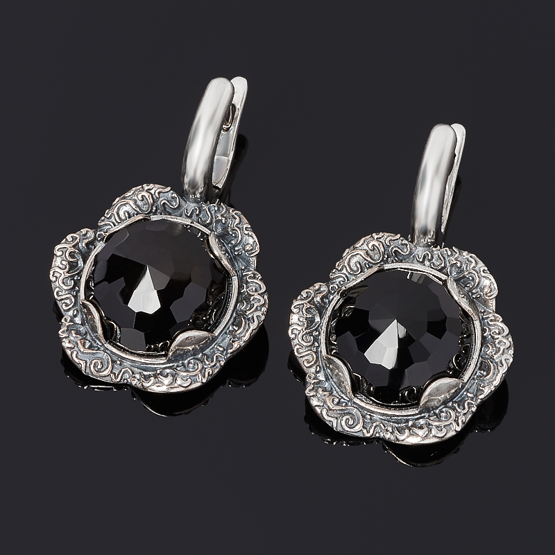 

Серьги агат черный (серебро 925 пр. оксидир.) огранка