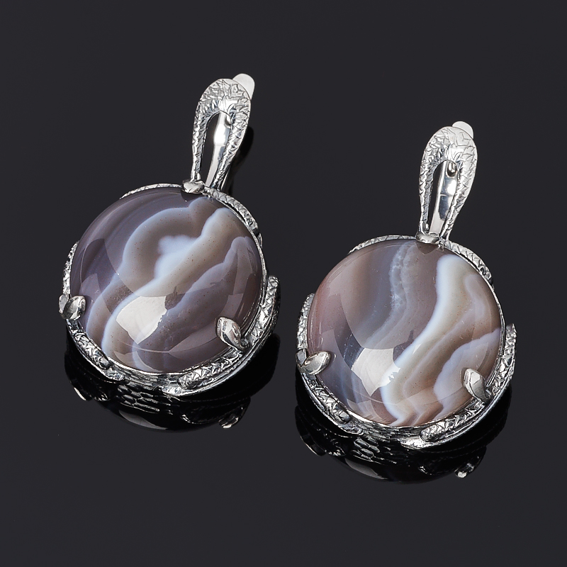 

Серьги агат серый (серебро 925 пр. оксидир.)