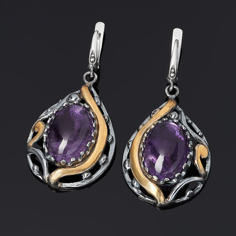 

Серьги аметист (серебро 925 пр. позолота, родир. черн.)