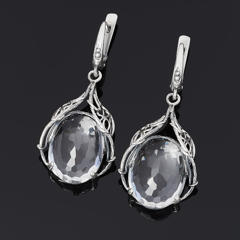 

Серьги горный хрусталь (серебро 925 пр. оксидир.) огранка