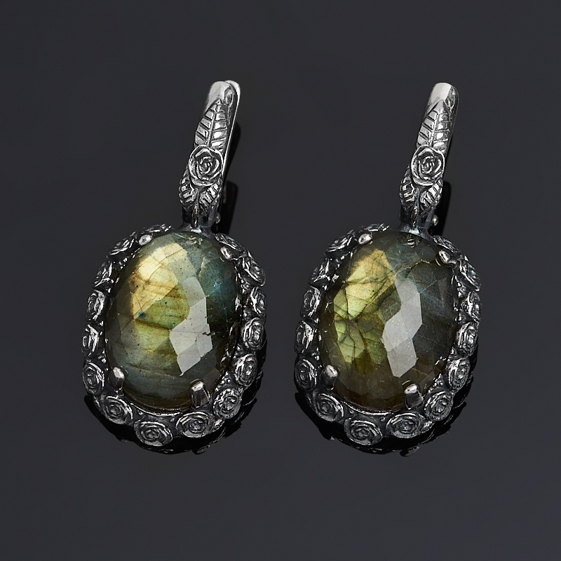 

Серьги лабрадор (серебро 925 пр. оксидир.) огранка