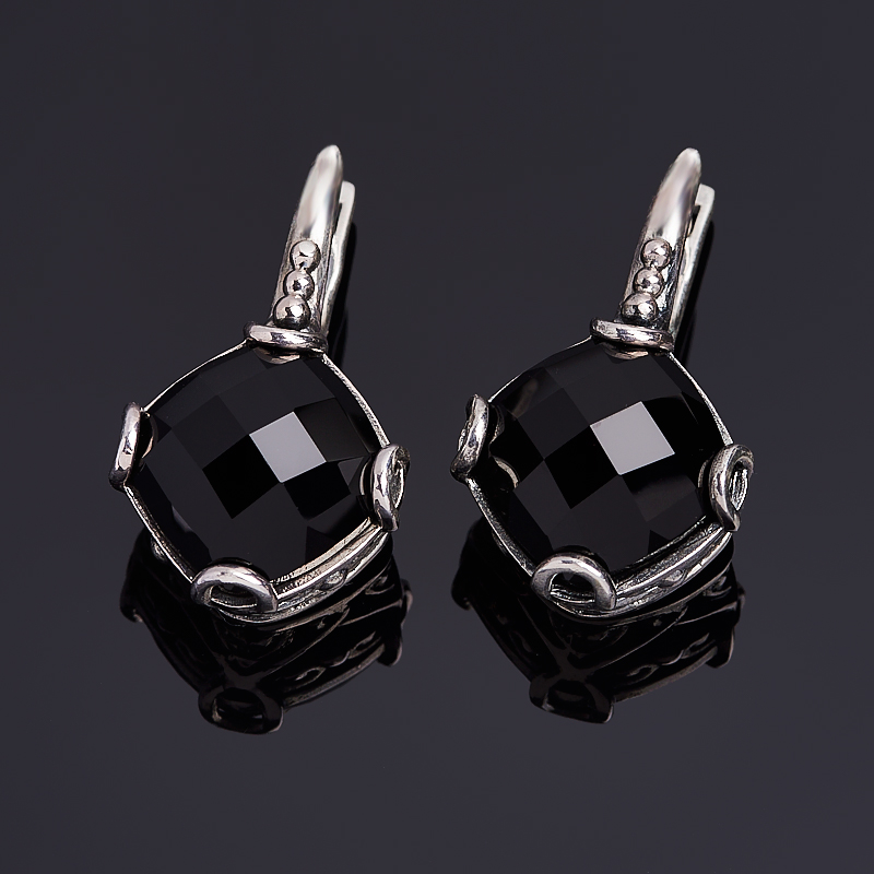 

Серьги агат черный (серебро 925 пр. оксидир.) огранка