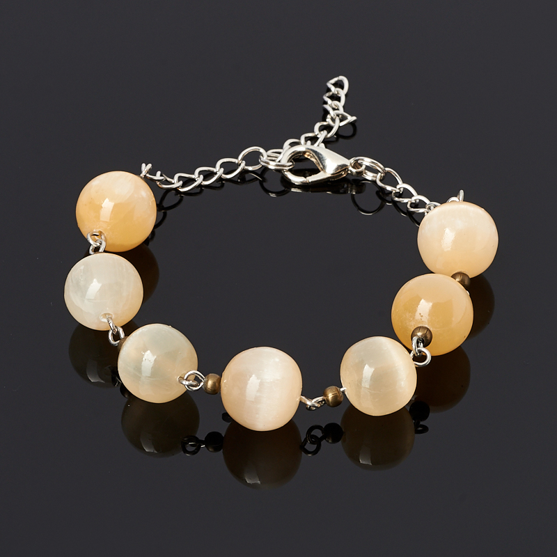 

Браслет селенит (биж. сплав) 12 мм 17 см (+3 см)