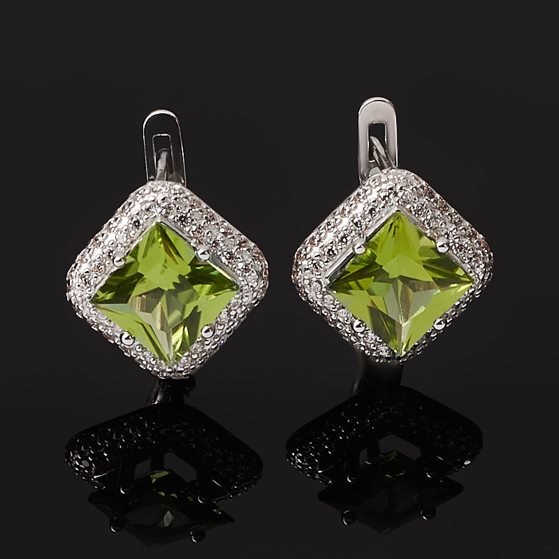 

Серьги хризолит (серебро 925 пр. родир. бел.) огранка