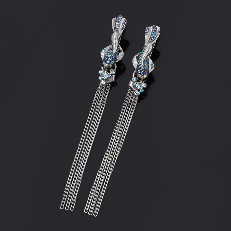 

Серьги топаз swiss (серебро 925 пр. родир. бел., родир. черн.) огранка