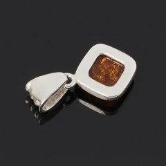 Кулон янтарь Россия (латунь посеребр.) 2,5 см