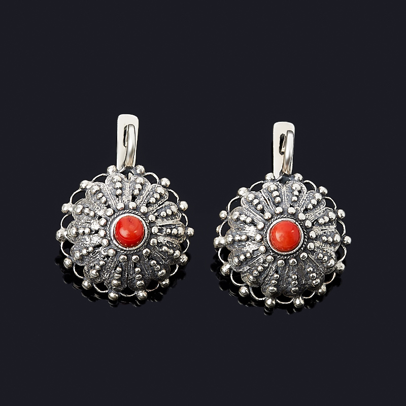 

Серьги коралл красный (серебро 925 пр. оксидир.)