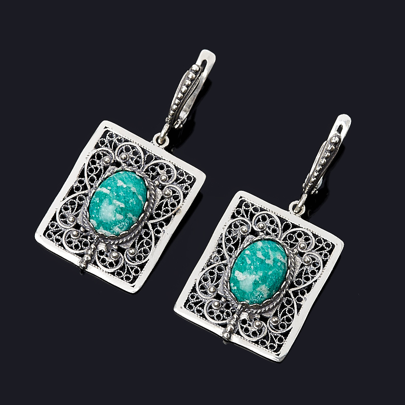 

Серьги амазонит (серебро 925 пр. оксидир.)