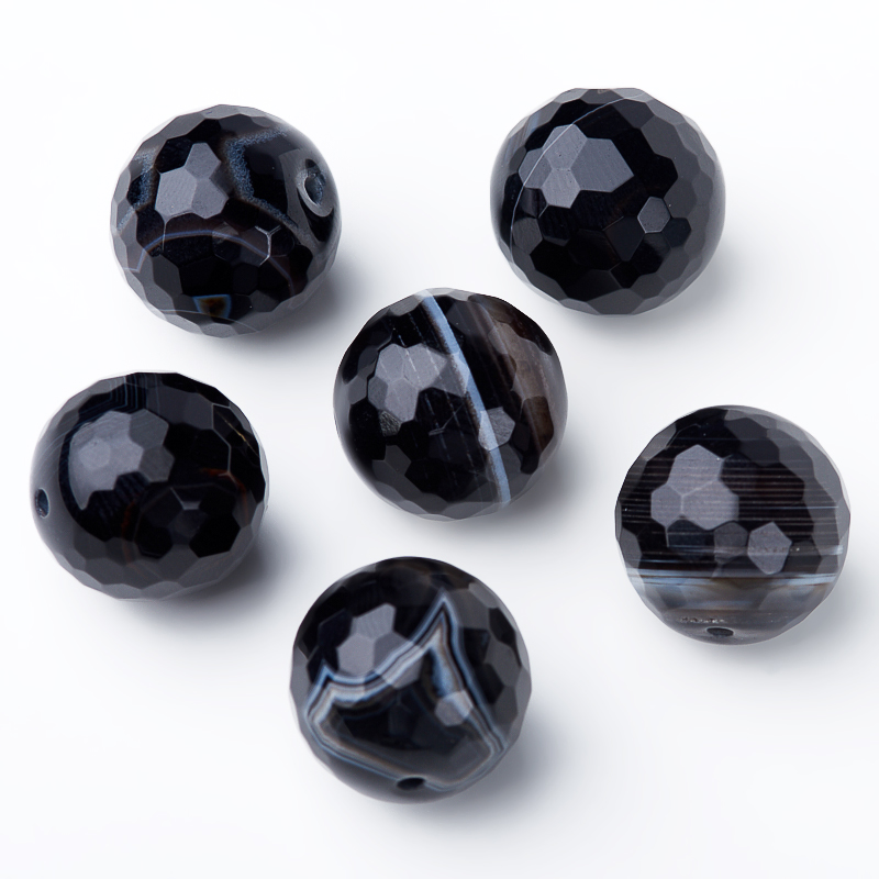 

Бусина агат черный шарик 18 мм огранка (1 шт)
