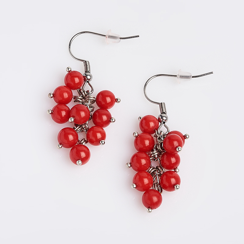 

Серьги коралл красный (биж. сплав, сталь хир.)