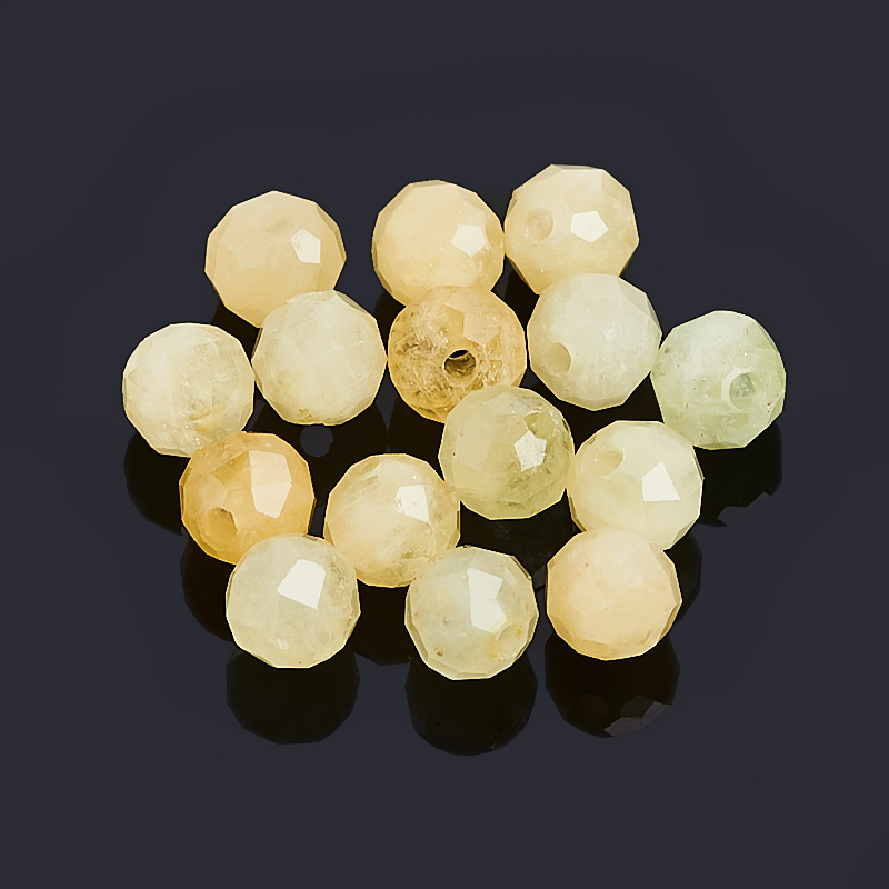 Бусина берилл желтый (гелиодор) Бразилия шарик 3,5-4 мм огранка (1 шт)