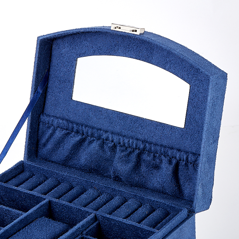 Шкатулка для хранения украшений (текстиль) (синий) 20х15х10 см