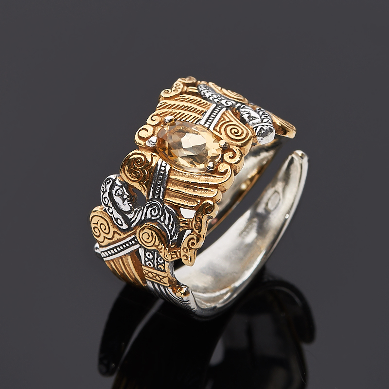 

Кольцо цитрин (серебро 925 пр. оксидир., позолота) огранка (регулируемый) размер 17