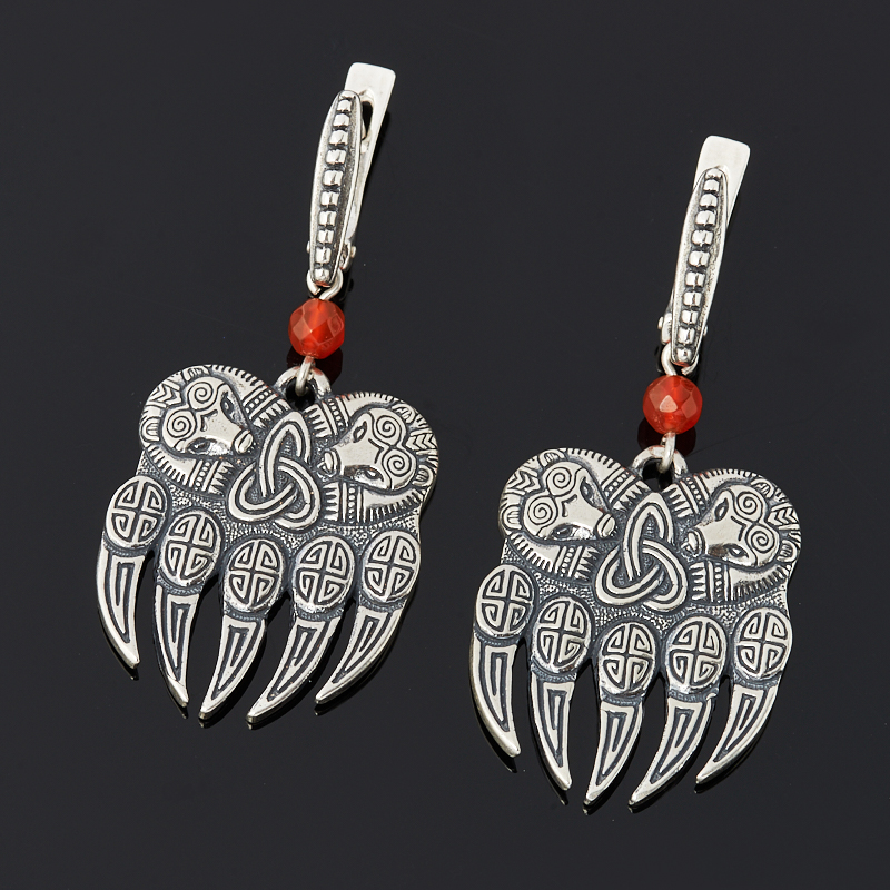 

Серьги сердолик (серебро 925 пр. оксидир.) огранка