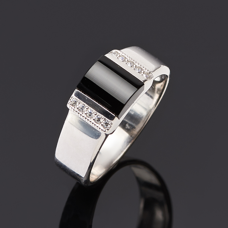 

Кольцо агат черный (серебро 925 пр. родир. бел.) размер 17,5