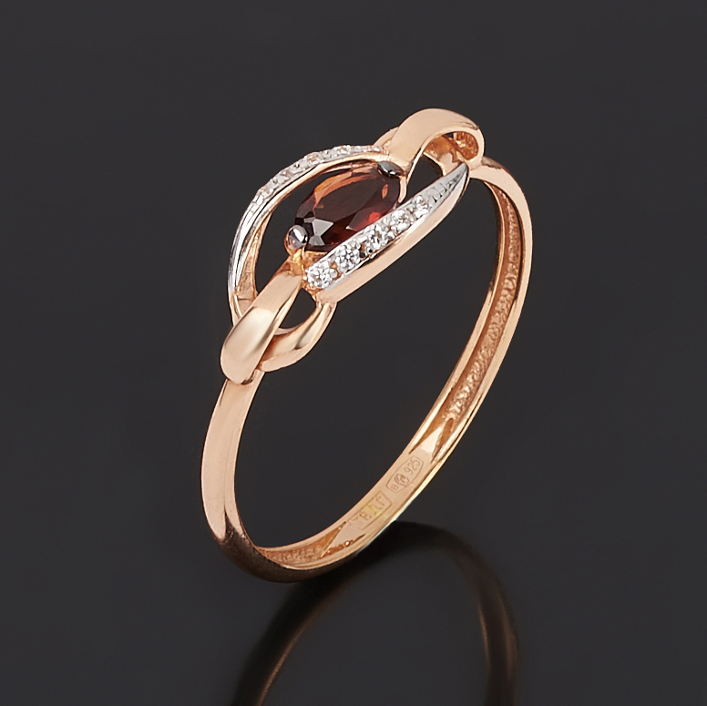 

Кольцо гранат альмандин (серебро 925 пр. позолота) огранка размер 17,5