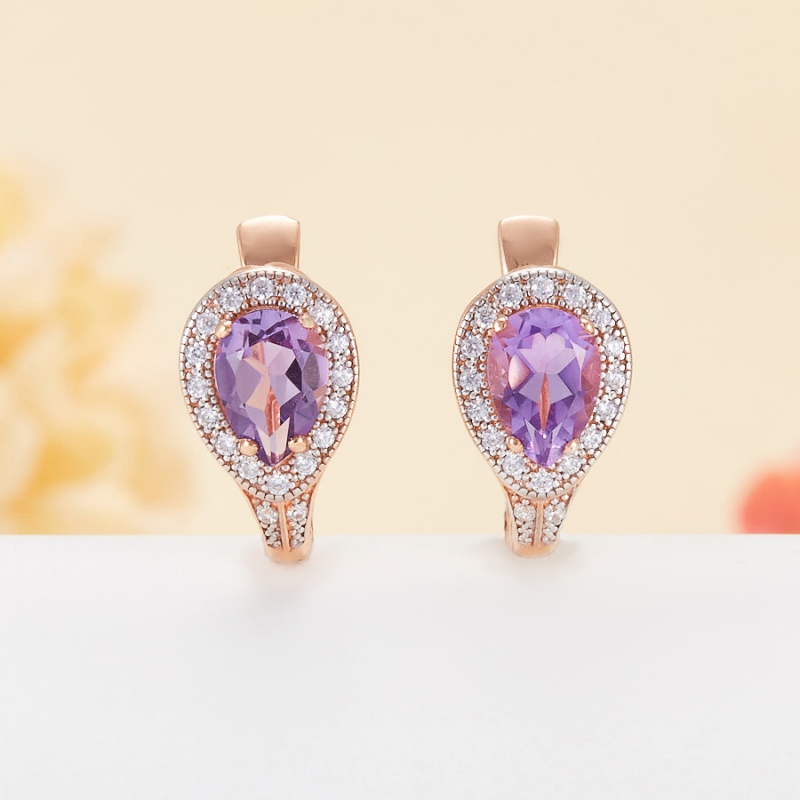 

Серьги аметист (серебро 925 пр. позолота) огранка