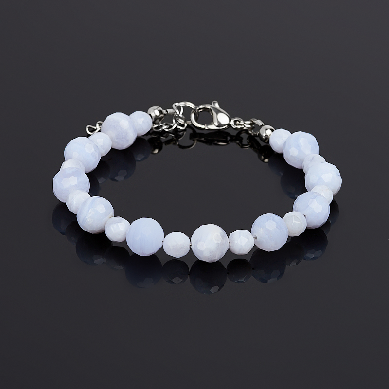 

Браслет агат голубой (сталь хир.) огранка 16 см (+3 см)