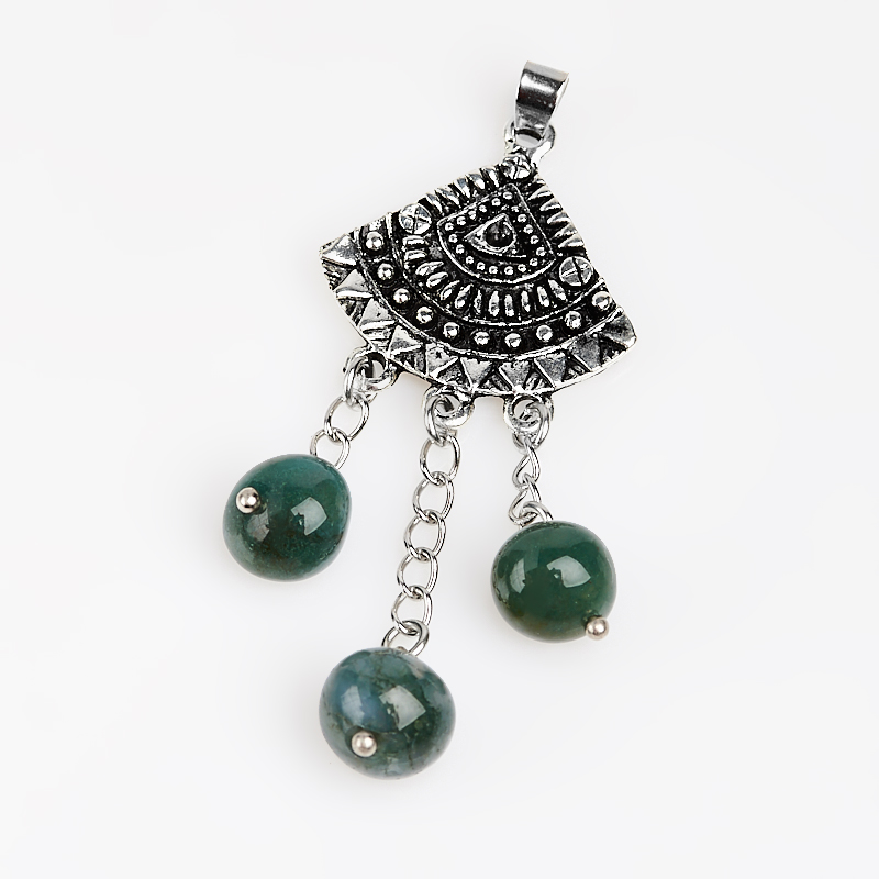 

Кулон агат моховой (биж. сплав)