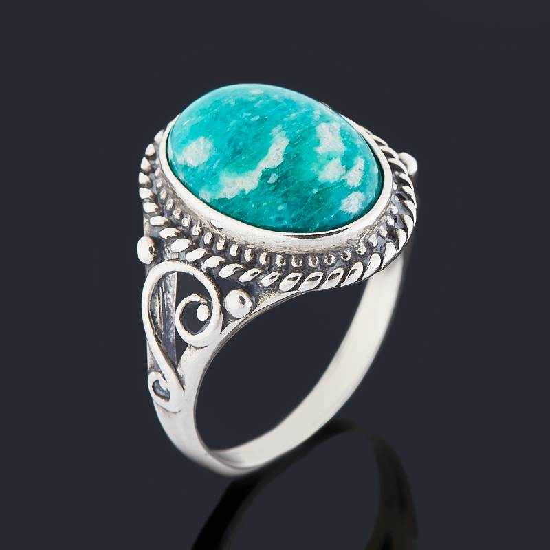 

Кольцо амазонит (серебро 925 пр. оксидир.) размер 18,5