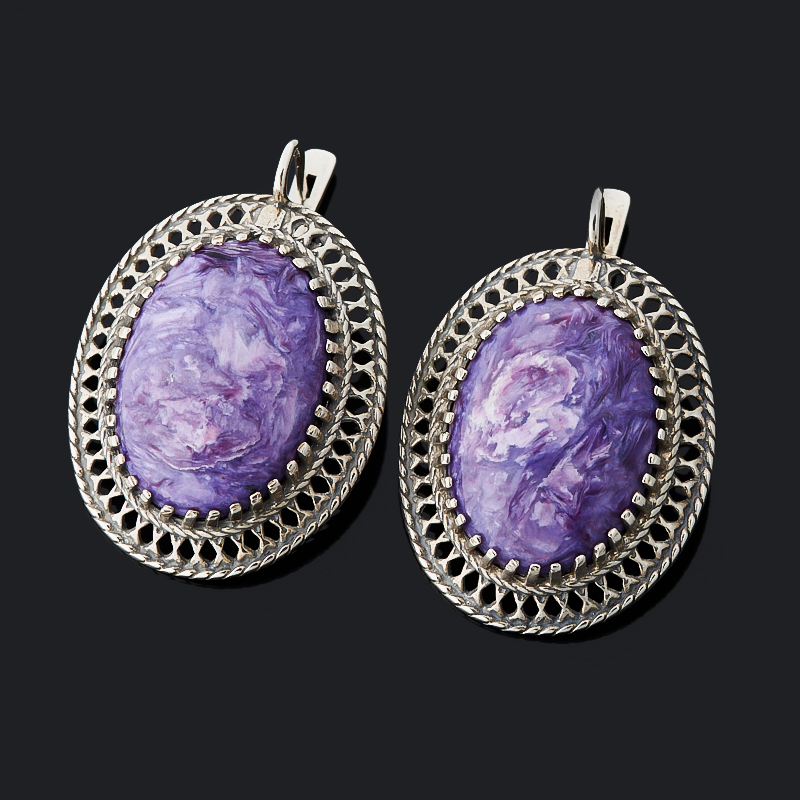 

Серьги чароит (серебро 925 пр. оксидир.)