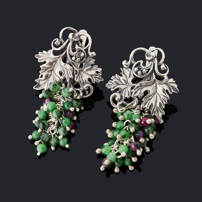 

Серьги цоизит (серебро 925 пр. оксидир.) огранка