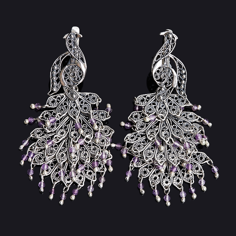 

Серьги аметист (серебро 925 пр. оксидир.) огранка