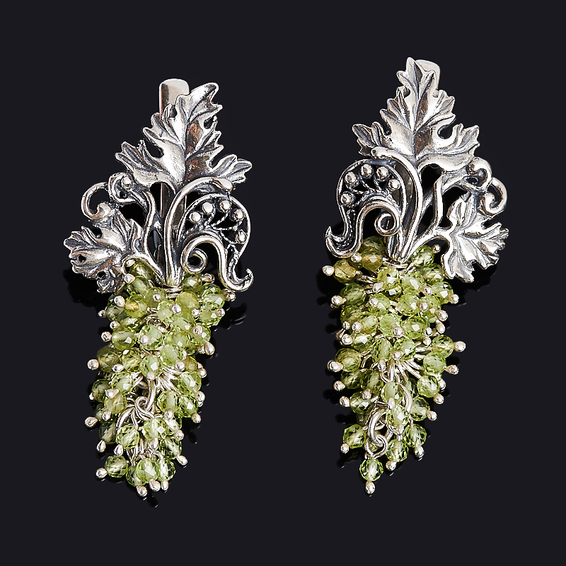 

Серьги хризолит (серебро 925 пр. оксидир.) огранка