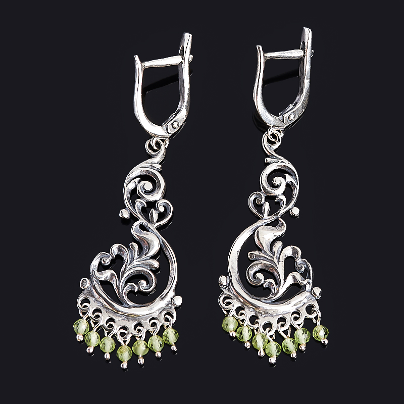 

Серьги хризолит (серебро 925 пр. оксидир.) огранка