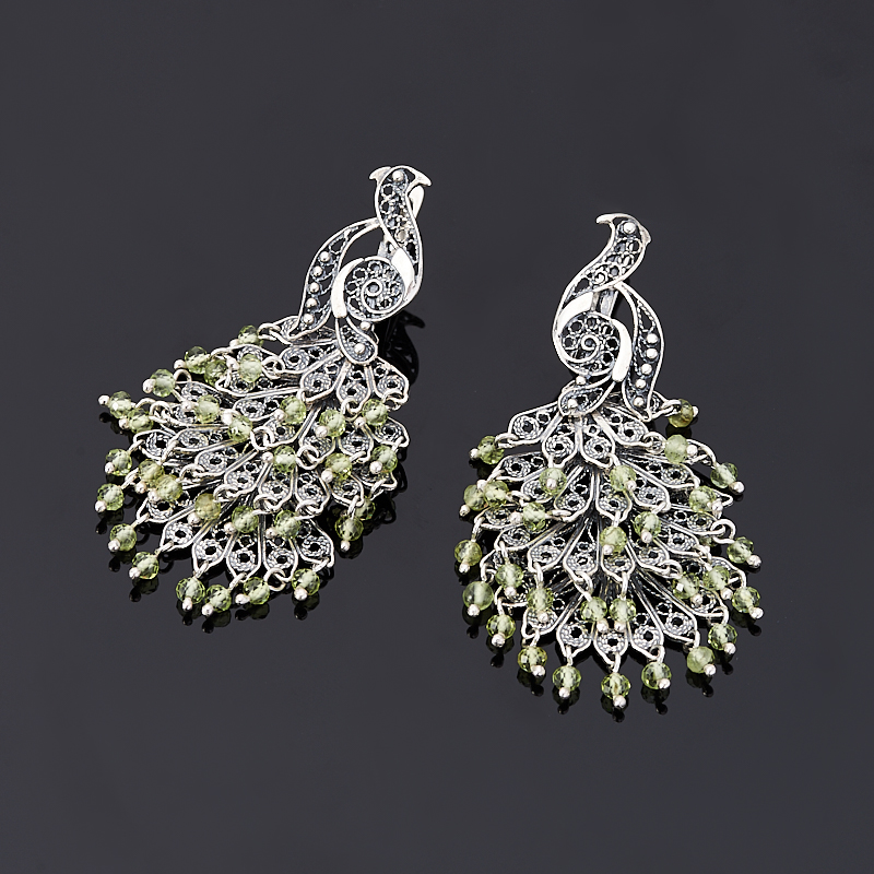 

Серьги хризолит (серебро 925 пр. оксидир.) огранка