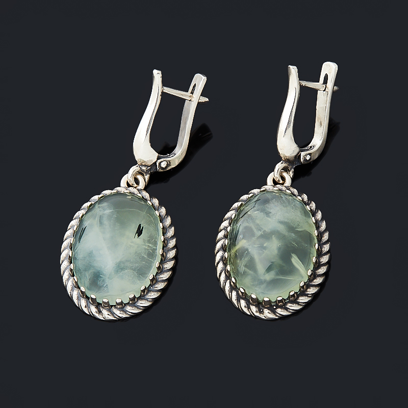 

Серьги пренит (серебро 925 пр. оксидир.)