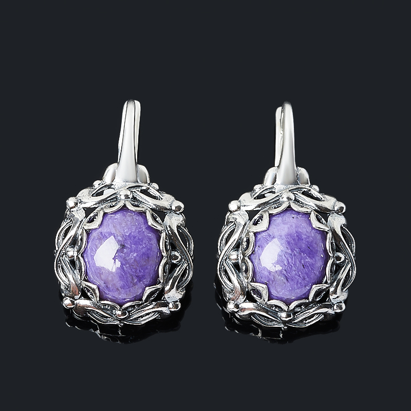 

Серьги чароит (серебро 925 пр. оксидир.)