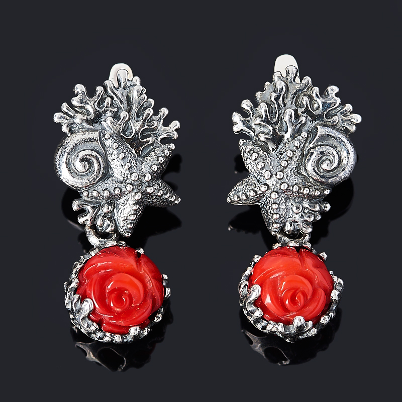 

Серьги коралл красный (серебро 925 пр. оксидир.)