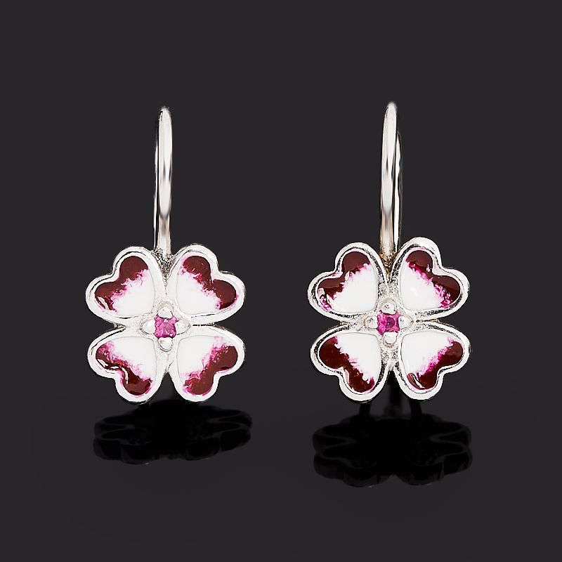 

Серьги рубин (серебро 925 пр. родир. бел., эмаль) огранка